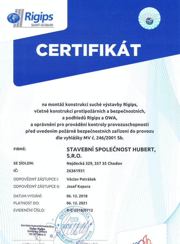 Certifikát Rigips